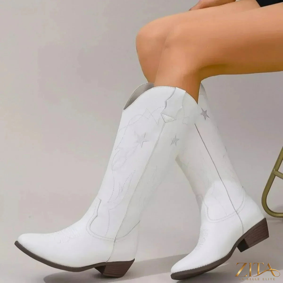 Western Star embroidered cowboy boots by Zita La Belle Elite with intricate embroidery and classic Western style.