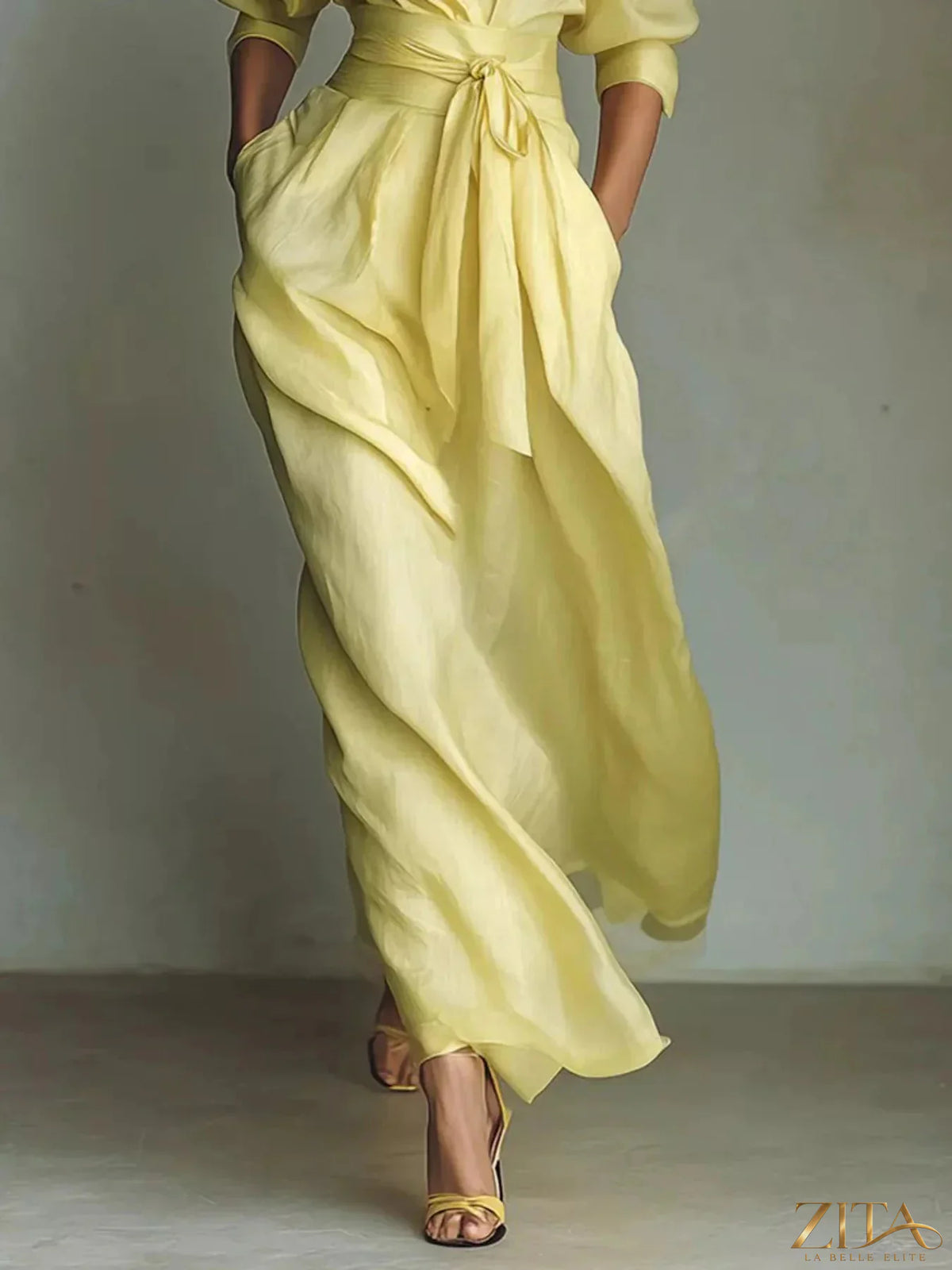 Maxi shirt dress with waist-defining sash from Trendsi, featuring a flowy silhouette and stylish design.