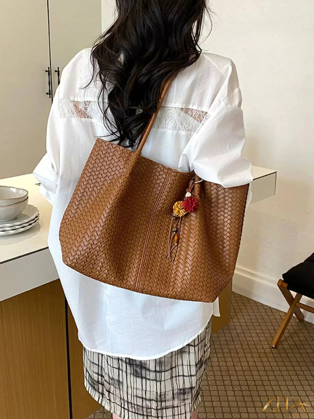 Zita La Belle Elite PU leather tote bag with spacious interior and sturdy handles, stylish for everyday use.