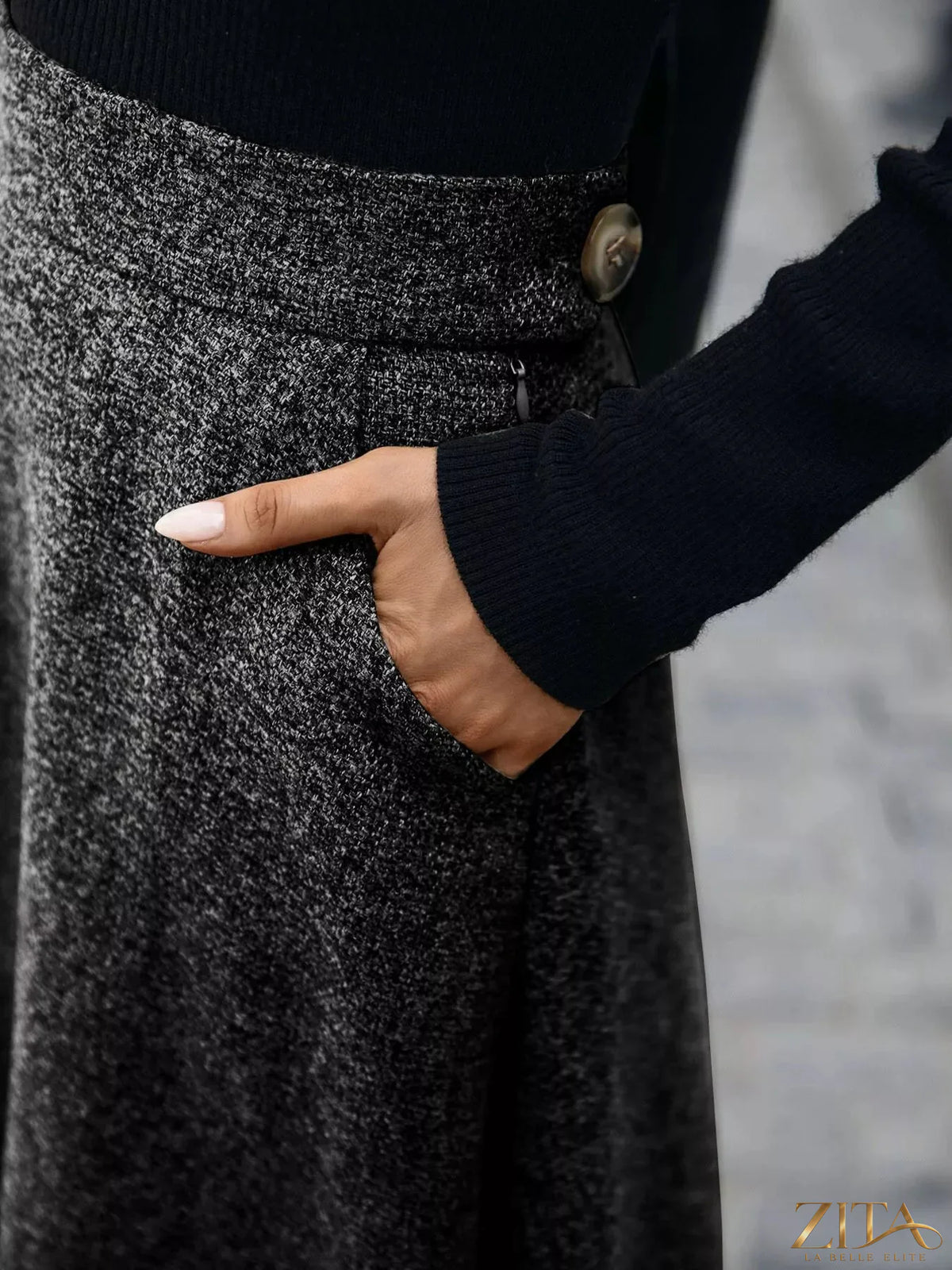 A-line midi skirt by Trendsi, shown in soft fabric with a fitted waist and flowing hem, perfect for casual or dressy outfits.