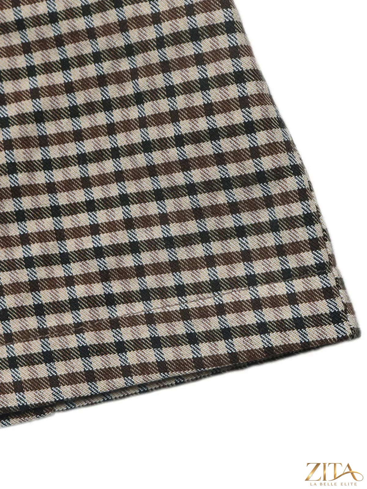 Zita La Belle Elite plaid blazer with lapel collar, double-breasted design, tailored fit, in classic checkered pattern.