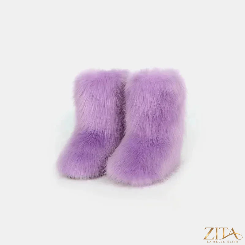 Zita La Belle Elite thermal fuzzy platform boots with chunky soles and cozy lining, stylish winter footwear for cold weather.