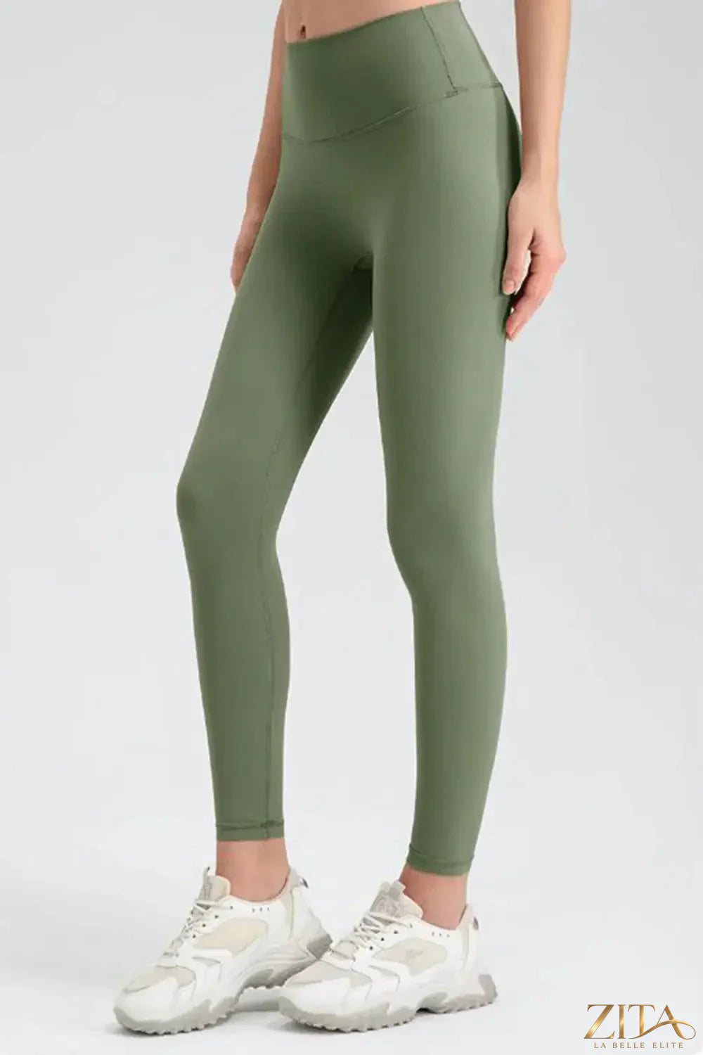 Trendsi wide waistband sport leggings shown in black, featuring a snug fit and stretchy fabric for active wear and comfort.