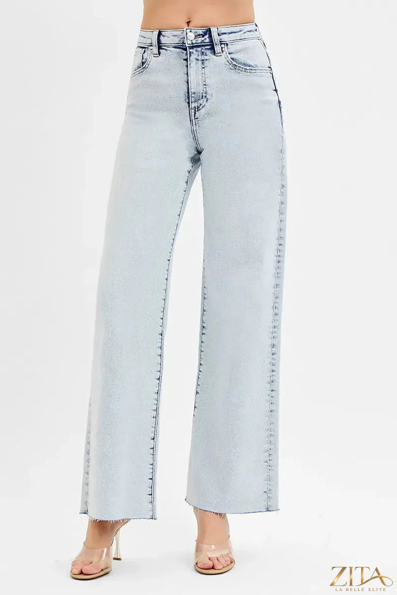 Zita La Belle Elite RISEN high rise wide leg plus size jeans, full length denim with a relaxed fit and classic style.