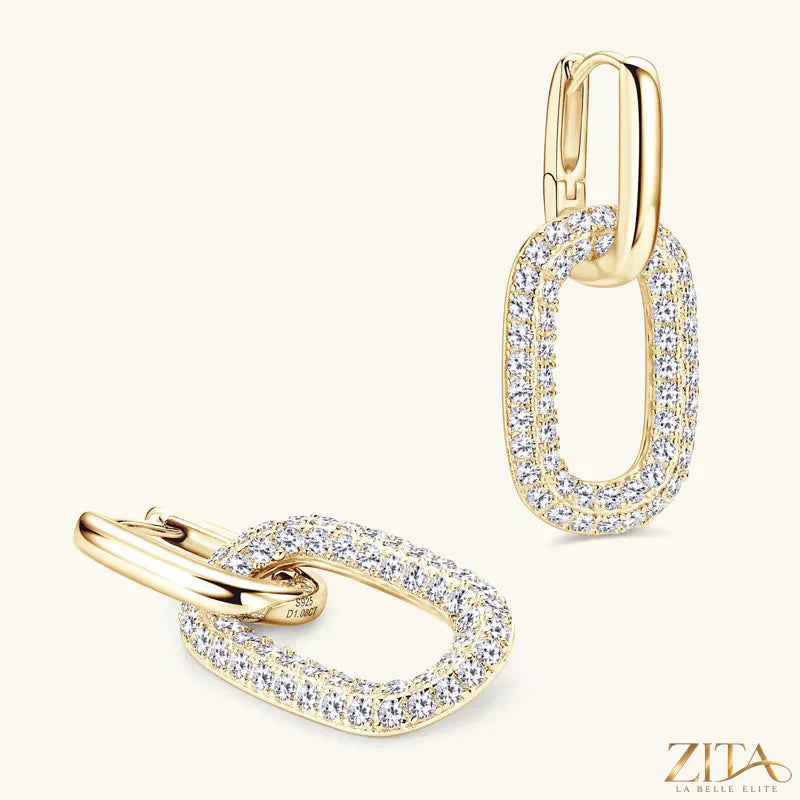 Sterling silver earrings with 2.16 carat moissanite stones from Zita La Belle Elite, showcasing sparkling gemstone details.