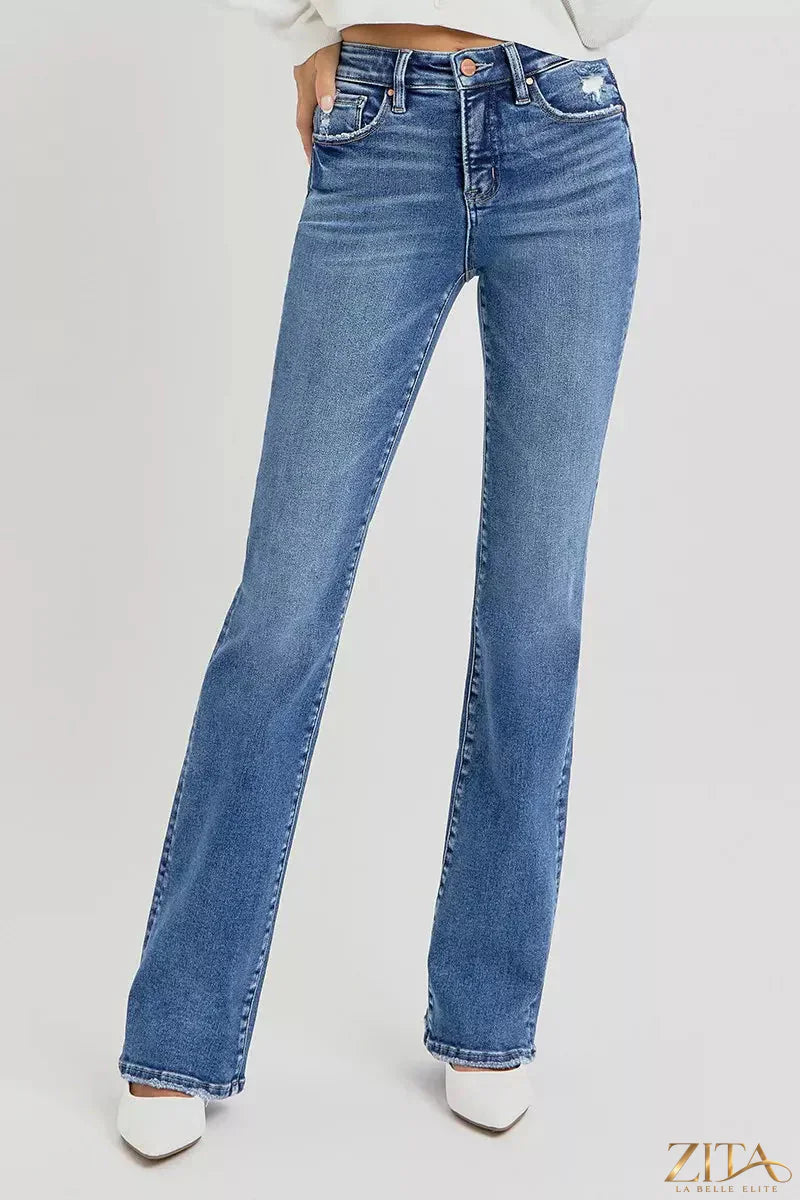 Zita La Belle Elite RISEN full size tummy control high rise straight jeans in plus size, featuring classic denim look and secure fit.