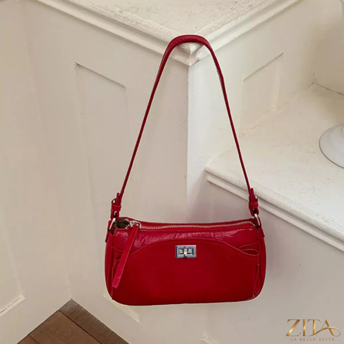 Trendsi PU leather shoulder bag with adjustable strap, stylish design, and spacious interior for everyday use.