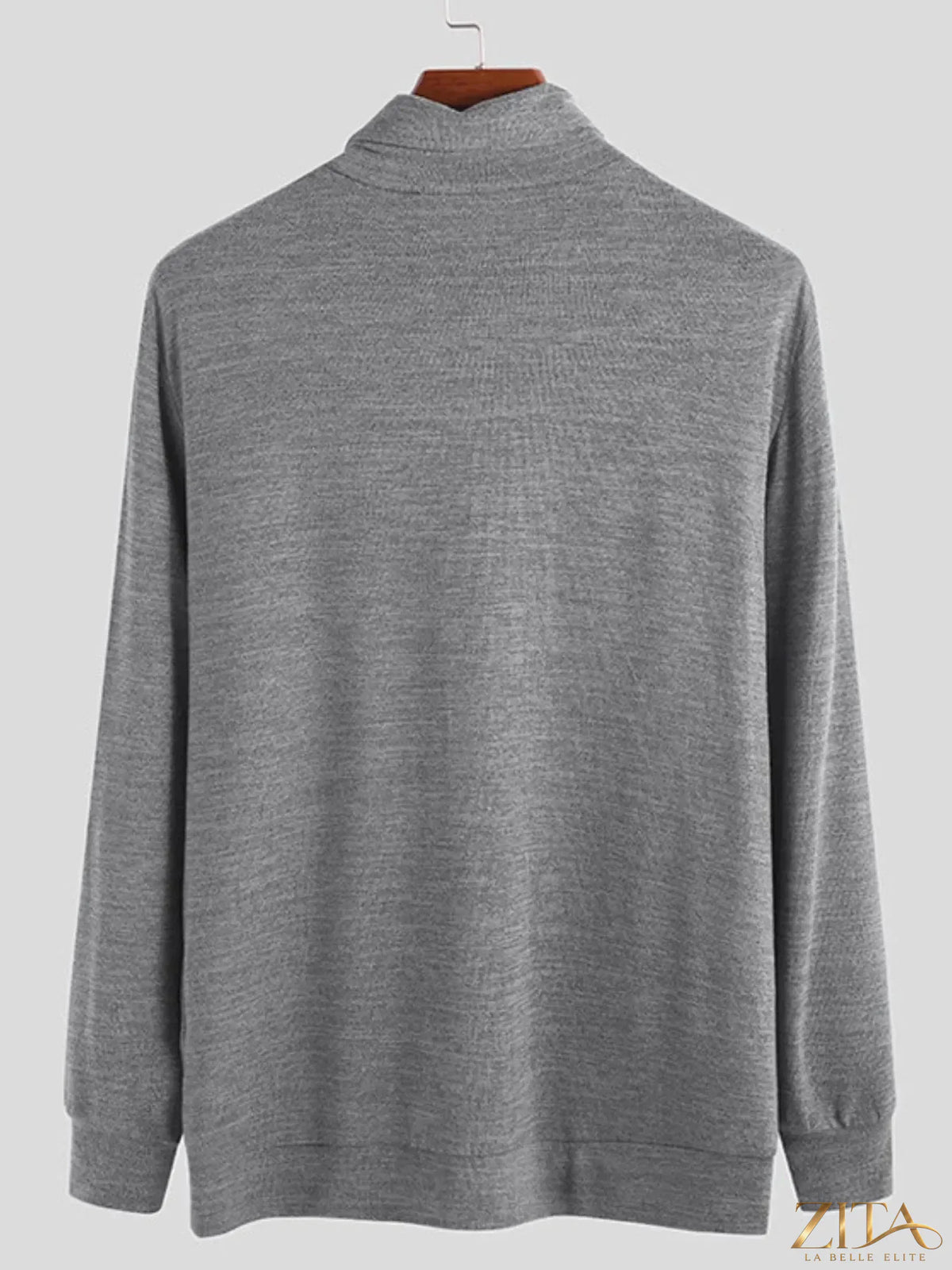 Men's plus size turtleneck long sleeve top by Trendsi, navy blue, soft knit fabric, fitted design, suitable for casual or layered looks.