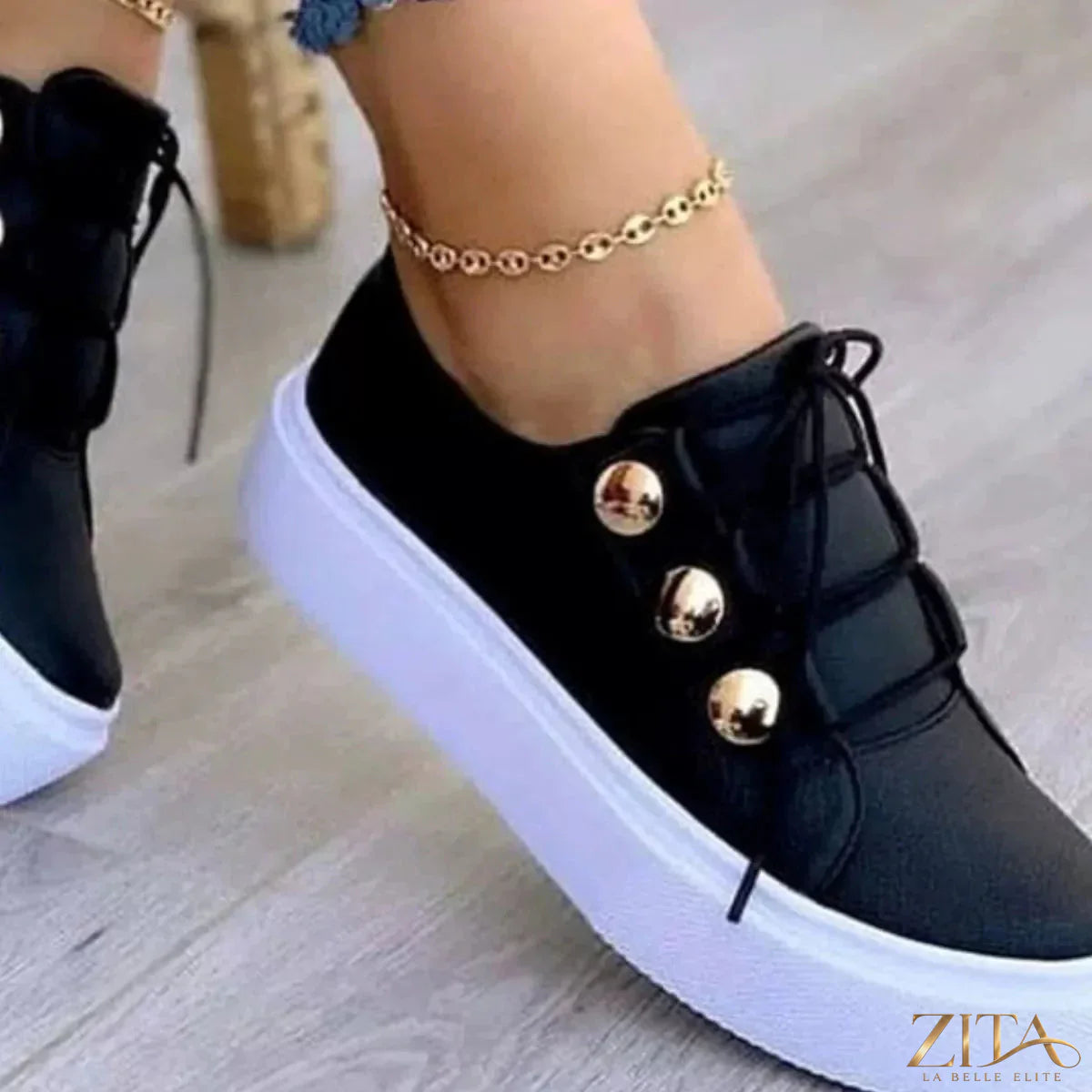 Zita La Belle Elite round toe platform sneakers with chunky sole and stylish design, perfect for casual and trendy outfits.