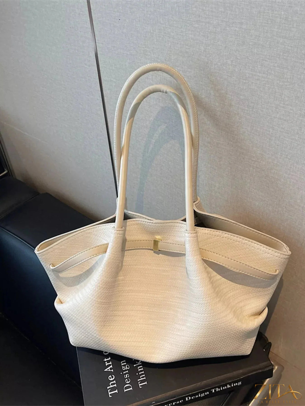 Zita La Belle Elite Texture Tote Bag with soft woven fabric, featuring dual top handles and spacious interior for everyday use.