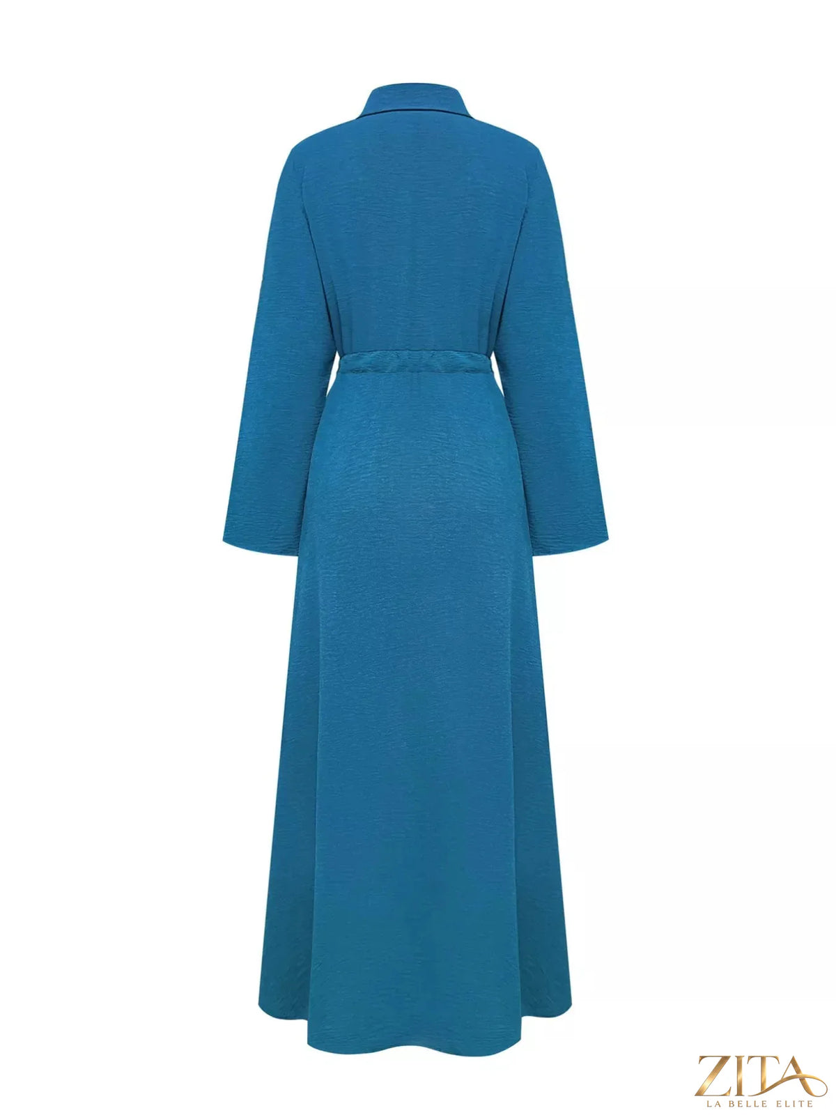 Zita La Belle Elite button-down long sleeve dress in flowy fabric with a classic collar and button front, stylish and versatile.
