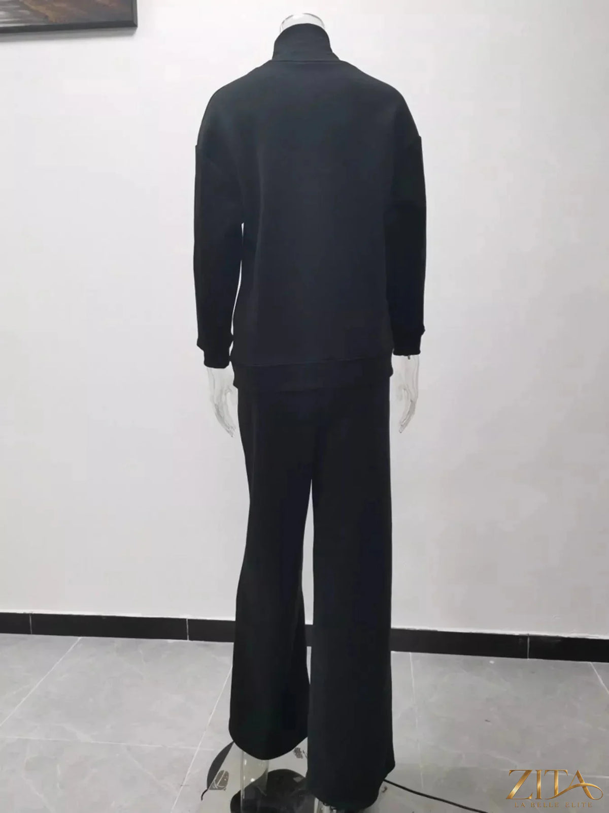 Plus size Trendsi turtleneck long sleeve sweater top and pants set, cozy and stylish for cold weather comfort.
