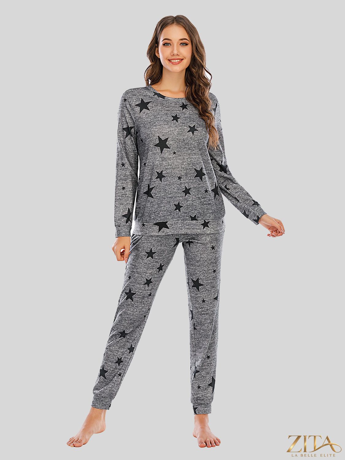 Zita La Belle Elite star print lounge set featuring a comfortable top and matching pants in soft fabric.