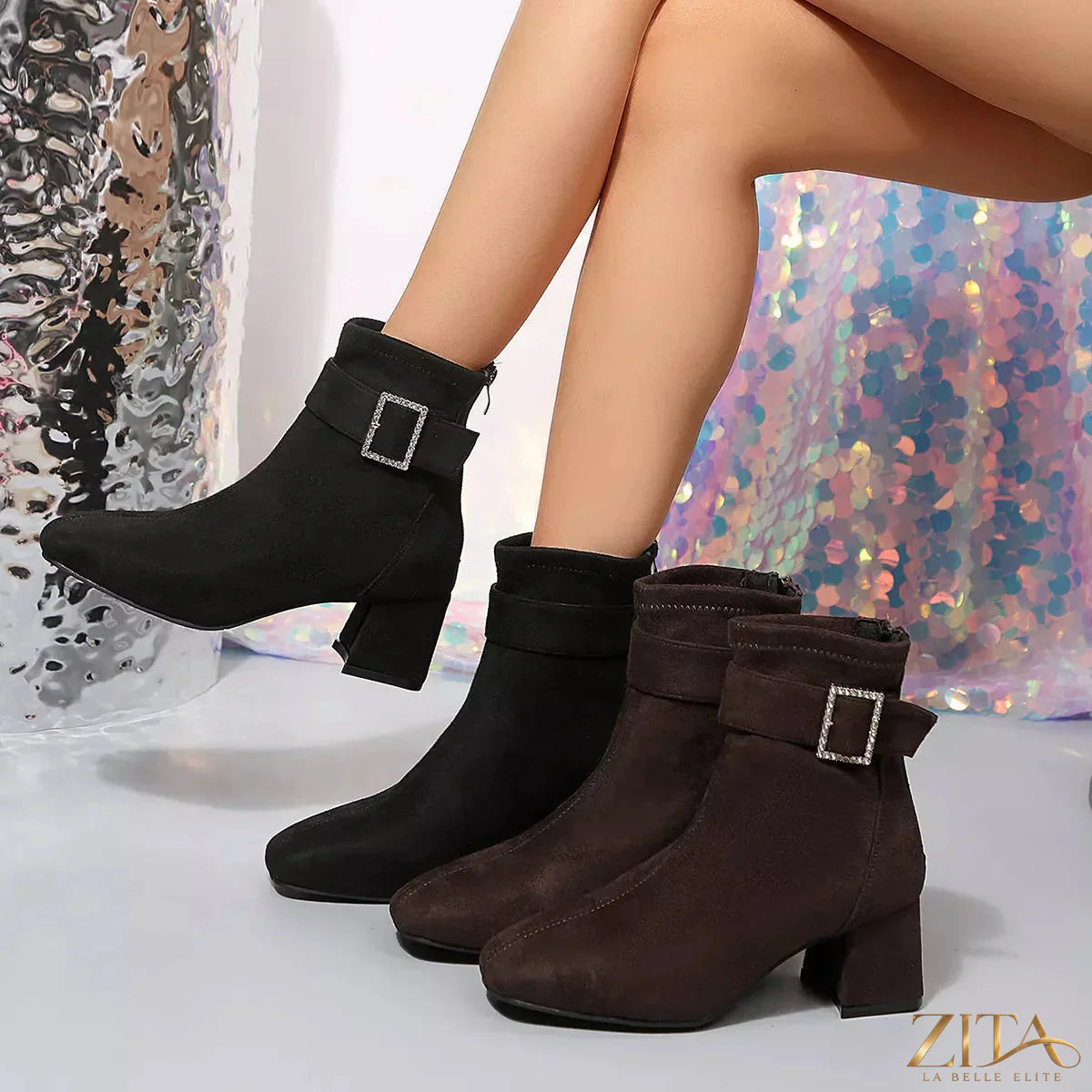 Zita La Belle Elite round toe block heel boots featuring sleek design and sturdy heels, ideal for stylish fall and winter outfits.