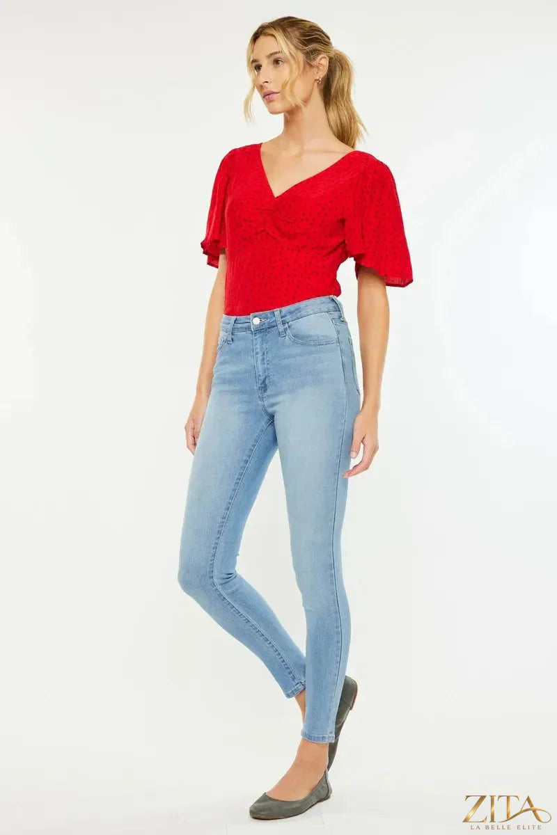 Zita La Belle Elite Kancan high-rise super skinny jeans in dark denim, fitted style with front pockets and belt loops.