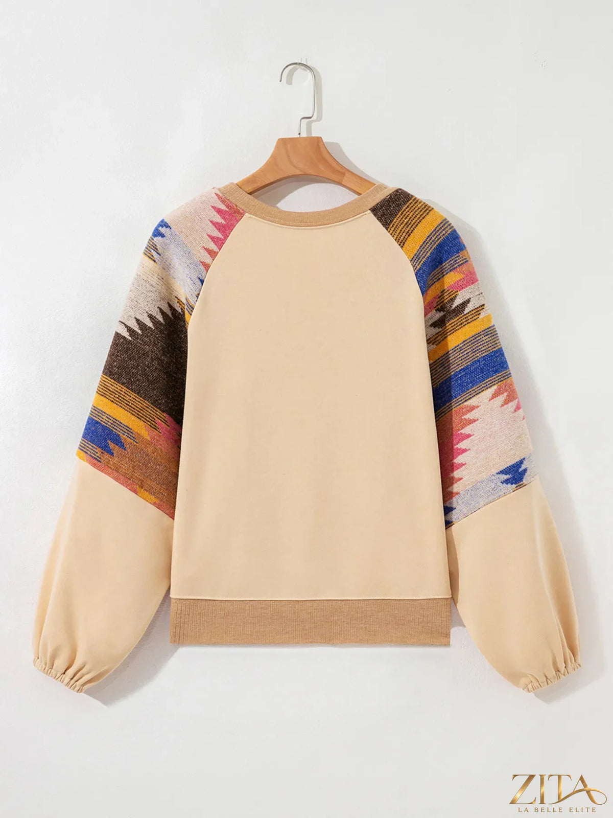 Zita La Belle Elite sequined Western horses bubble sleeve sweatshirt featuring sparkling sequins and stylish bubble sleeves.