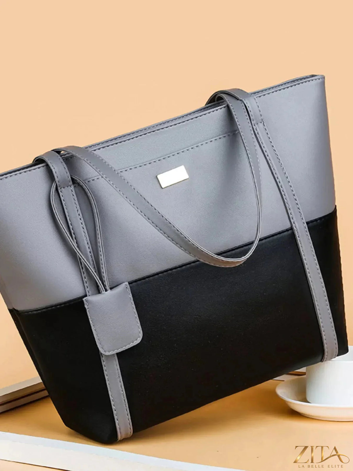 Two-tone tote bag by Zita La Belle Elite featuring sturdy handles and spacious interior, perfect for everyday use.