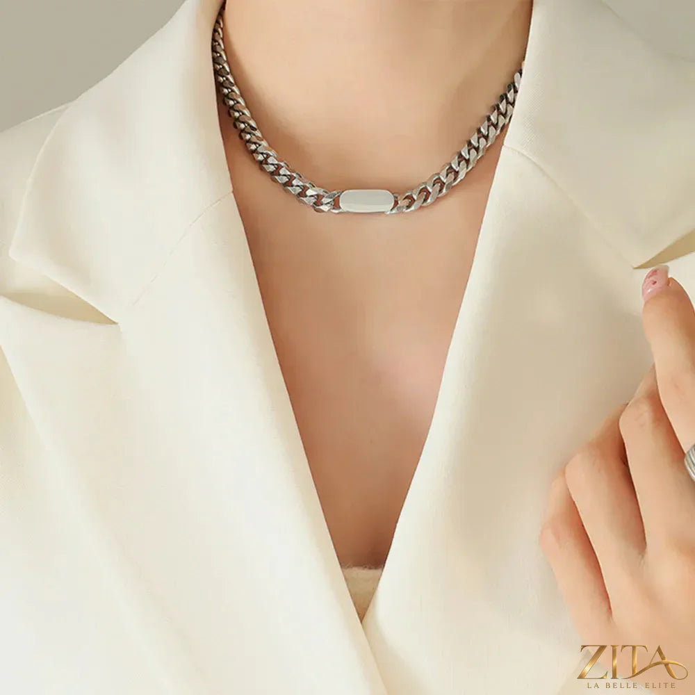 18K gold-plated chain necklace by Zita La Belle Elite, showcasing a delicate and elegant jewelry piece on a neutral background.