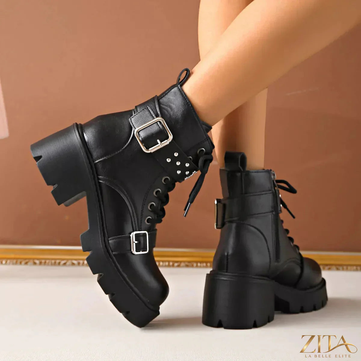 Trendsi round toe block heels boots with sleek design and sturdy heel, perfect for stylish everyday wear.