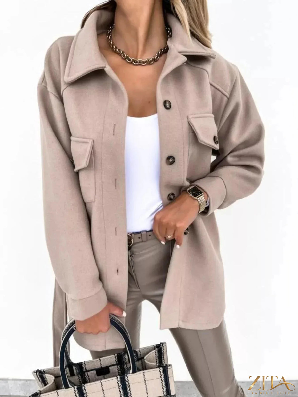Zita La Belle Elite button-down tie waist coat in a stylish, tailored design with front buttons and a waist tie for a flattering fit.