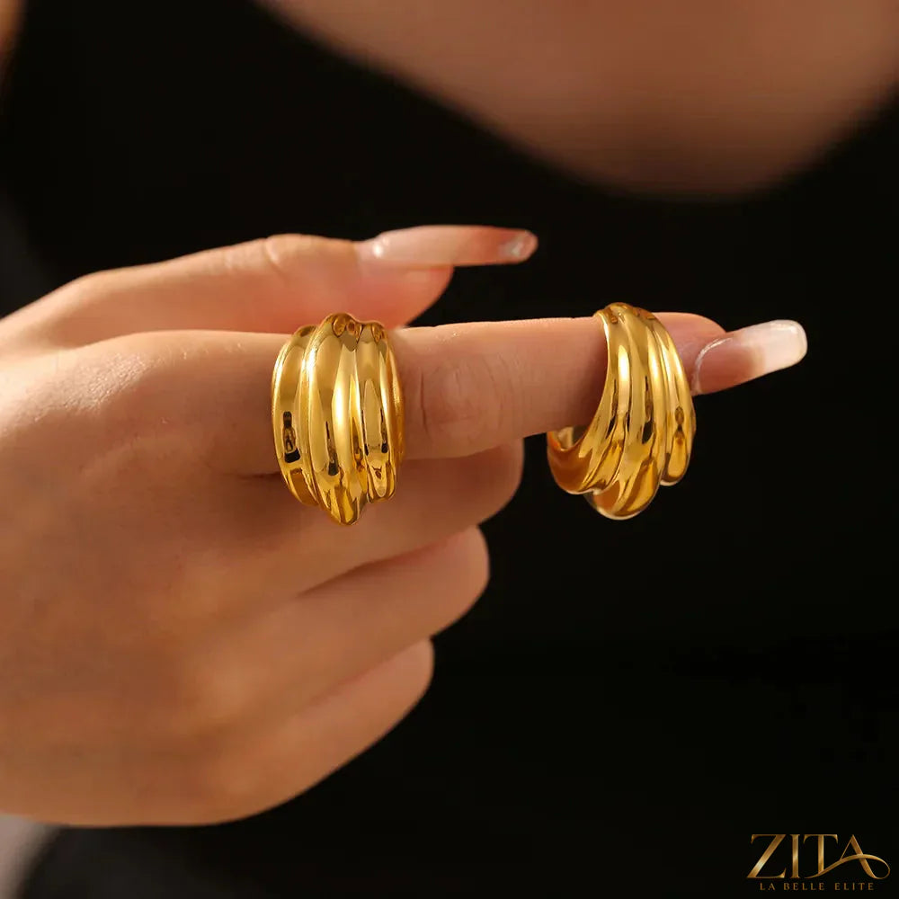 18K gold-plated titanium steel open ring by Zita La Belle Elite featuring a sleek, minimalist design and smooth finish.