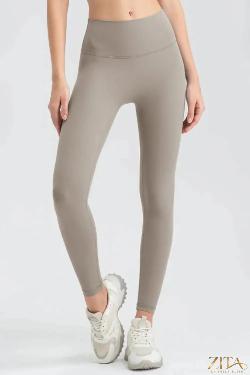 Trendsi wide waistband sport leggings in black, featuring a high-rise design and stretchy fabric for active wear.