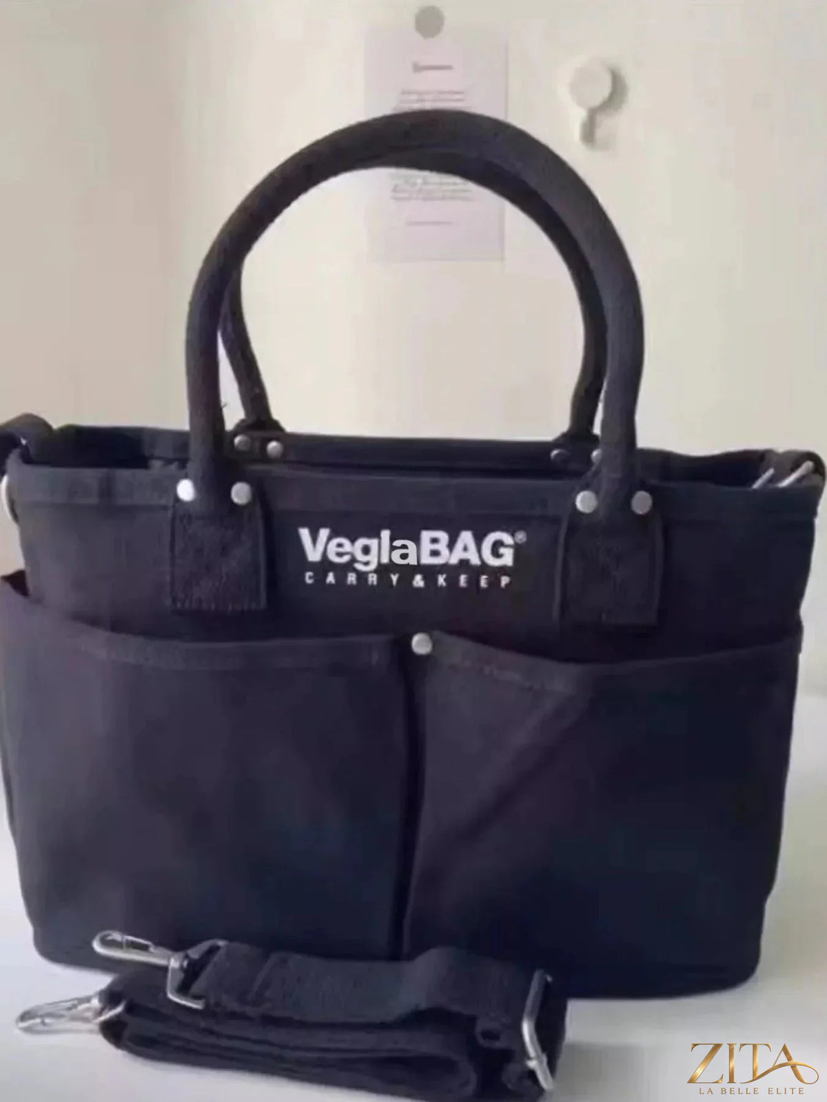Zita La Belle Elite multi pockets canvas handbag with multiple compartments and stylish design, perfect for everyday use.