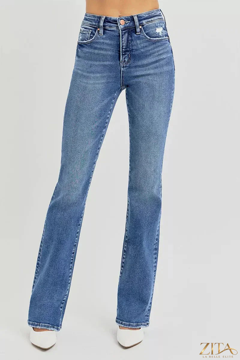 Zita La Belle Elite RISEN full-size tummy control high-rise straight jeans in plus size, denim with classic five-pocket design.