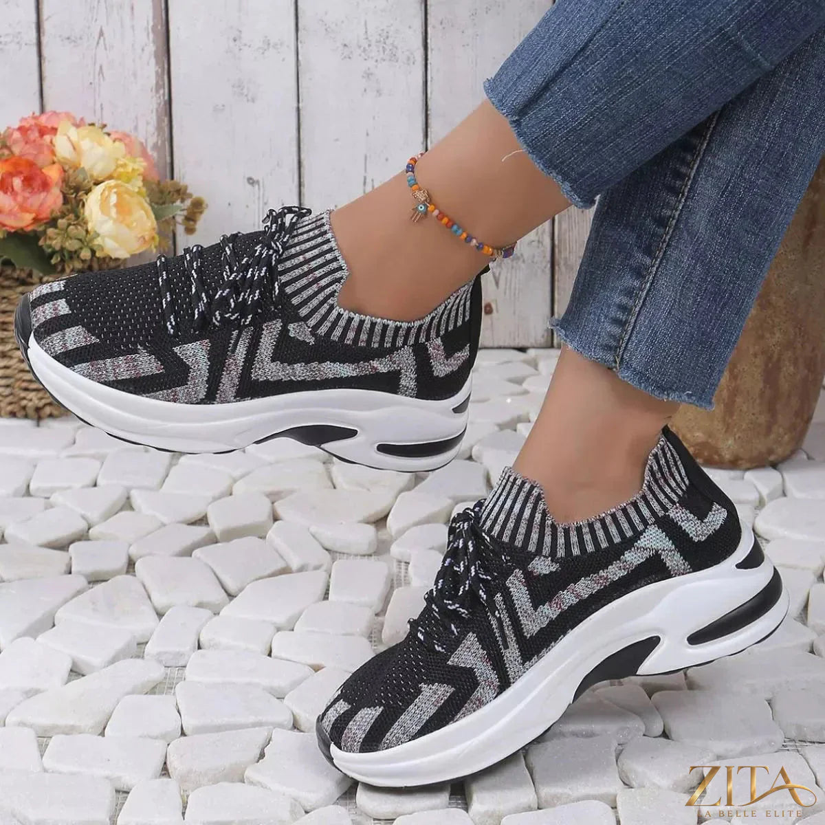 Zita La Belle Elite round toe platform sneakers with chunky sole and stylish design, perfect for casual and trendy outfits.