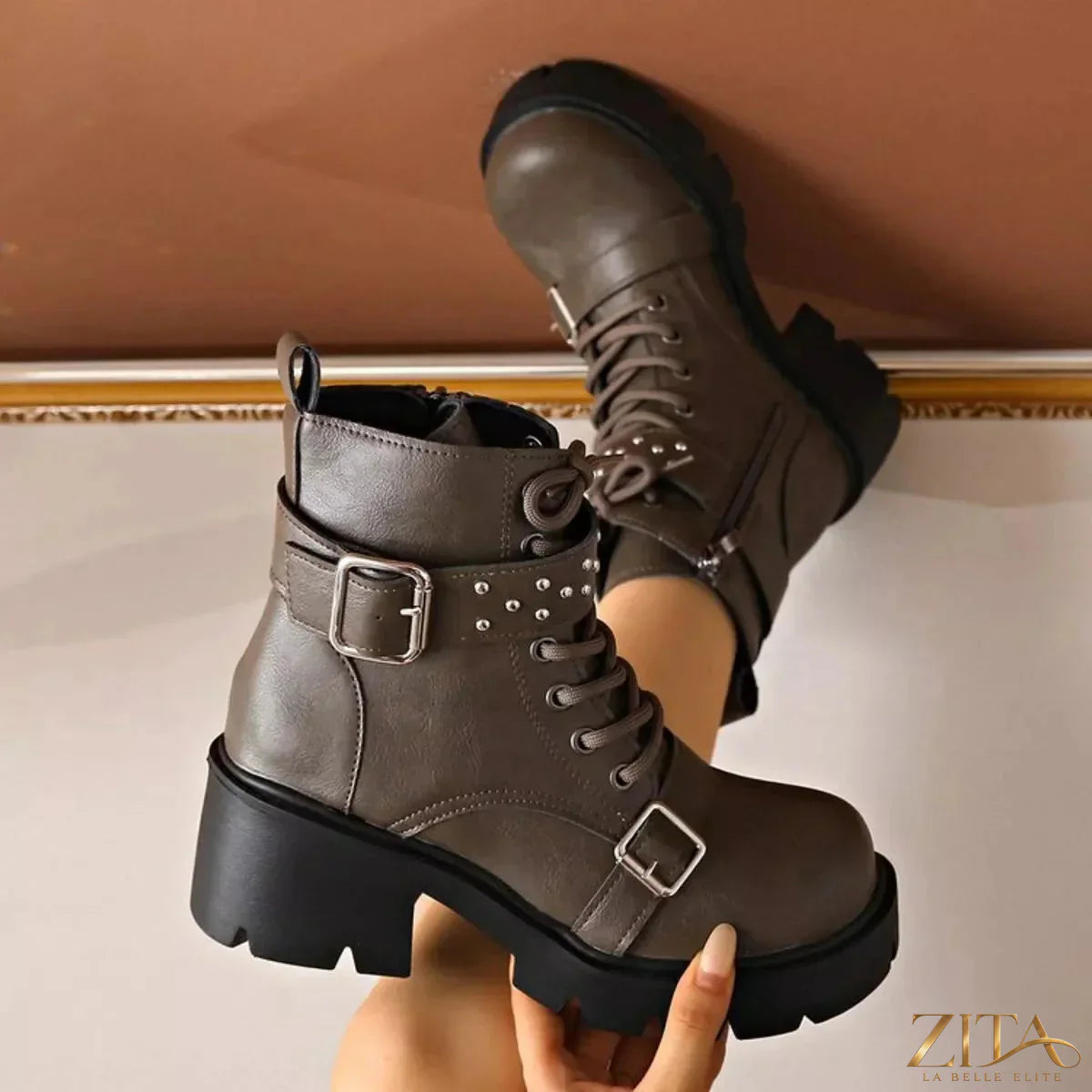 Trendsi round toe block heels boots in black with a sleek design and sturdy block heels, perfect for stylish everyday wear.