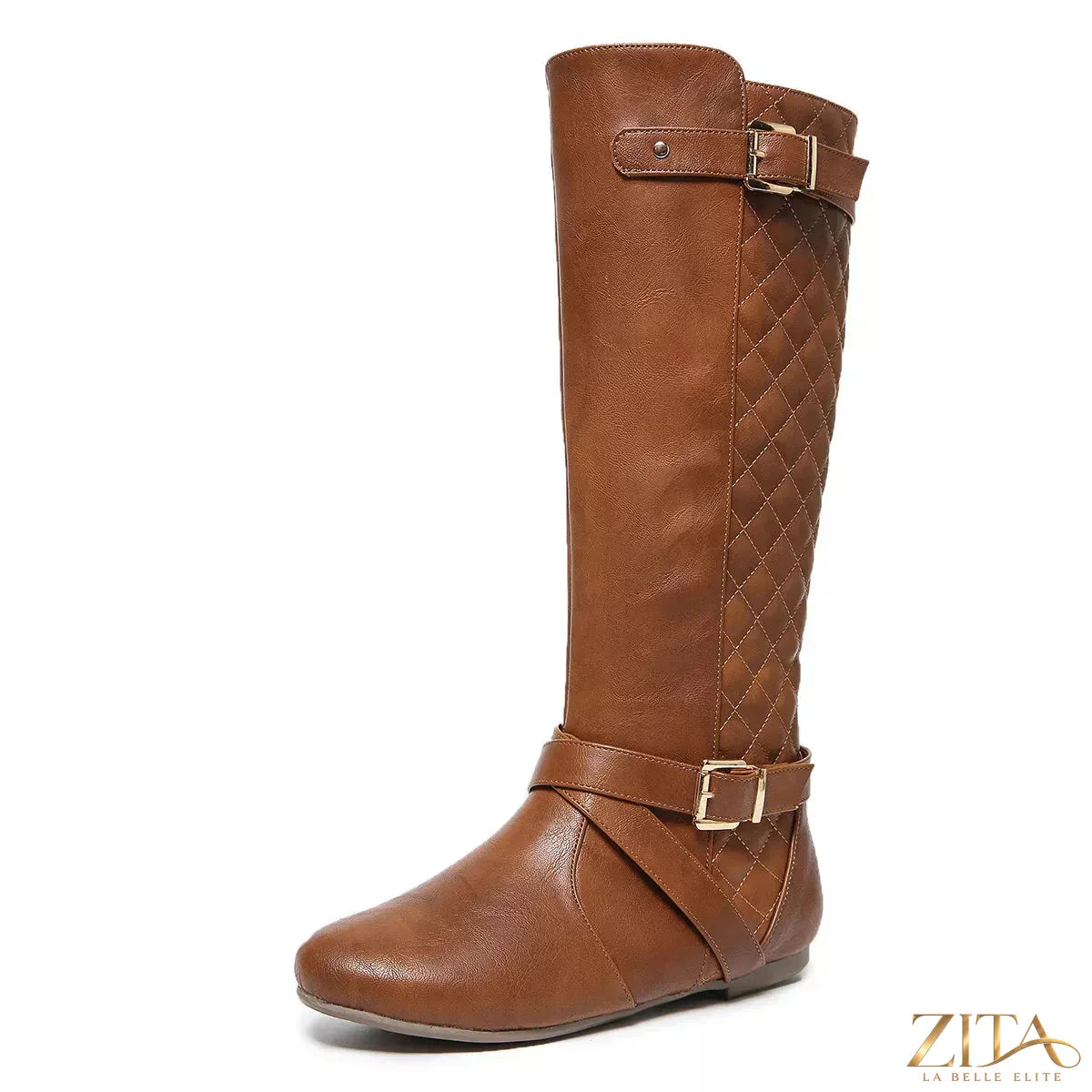 Zita La Belle Elite round toe block heel boots in black leather, featuring stylish ankle height and chunky heel design.