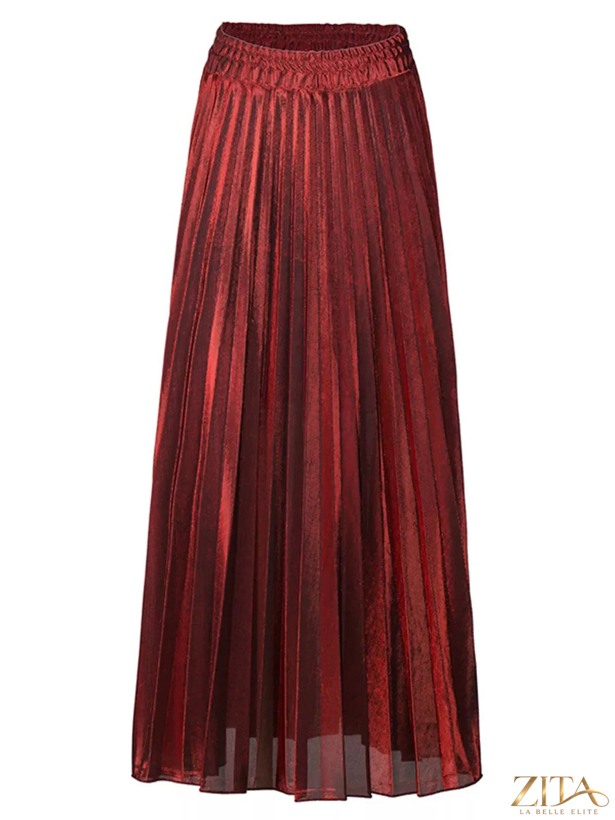 High-waisted pleated maxi skirt from Trendsi featuring flowing fabric and a stylish, long-length design.