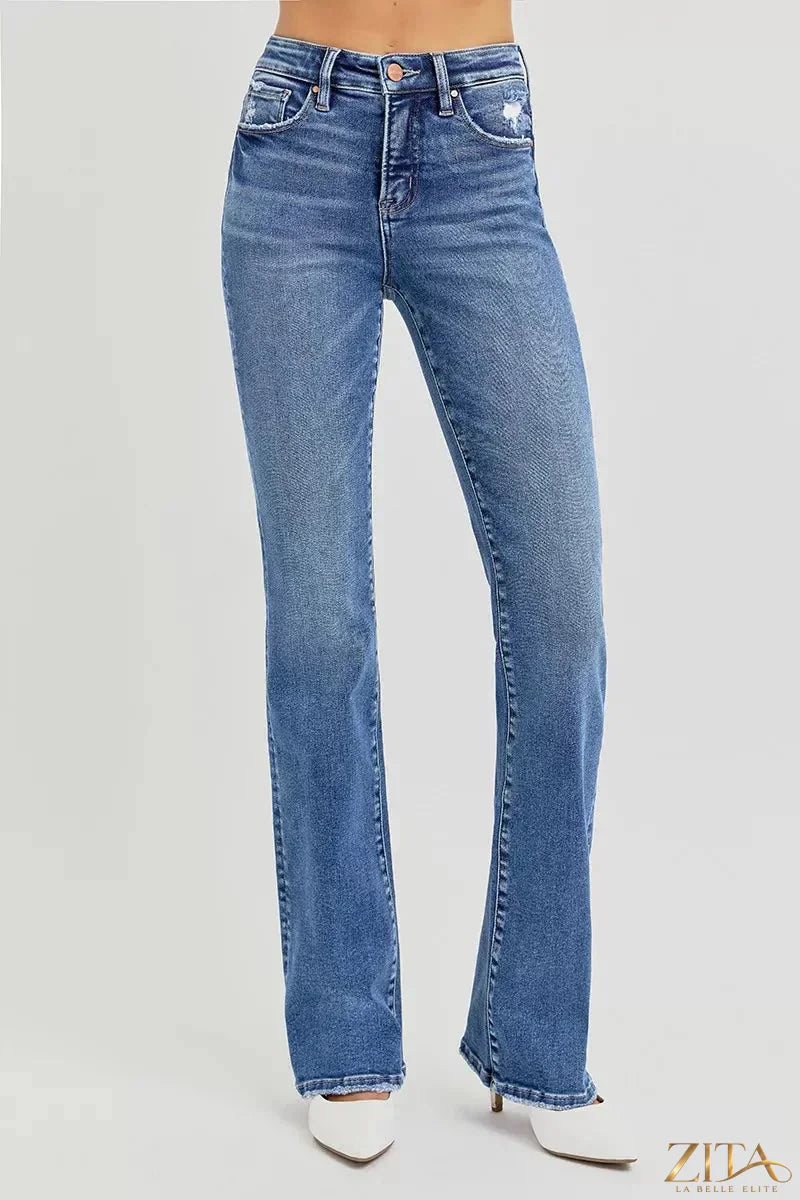 Zita La Belle Elite RISEN full size tummy control high-rise straight jeans in plus size, dark denim with a classic fit