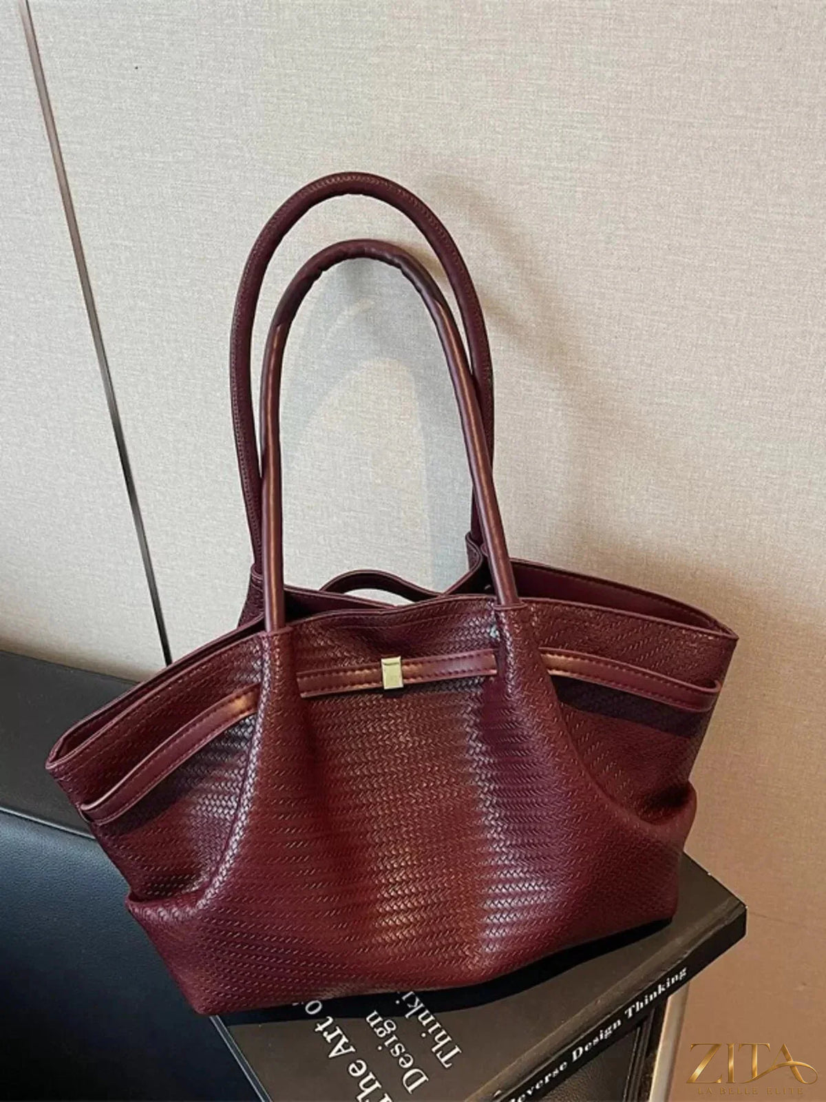 Zita La Belle Elite Texture Tote Bag with woven fabric and sturdy handles, showcasing its stylish and functional design.