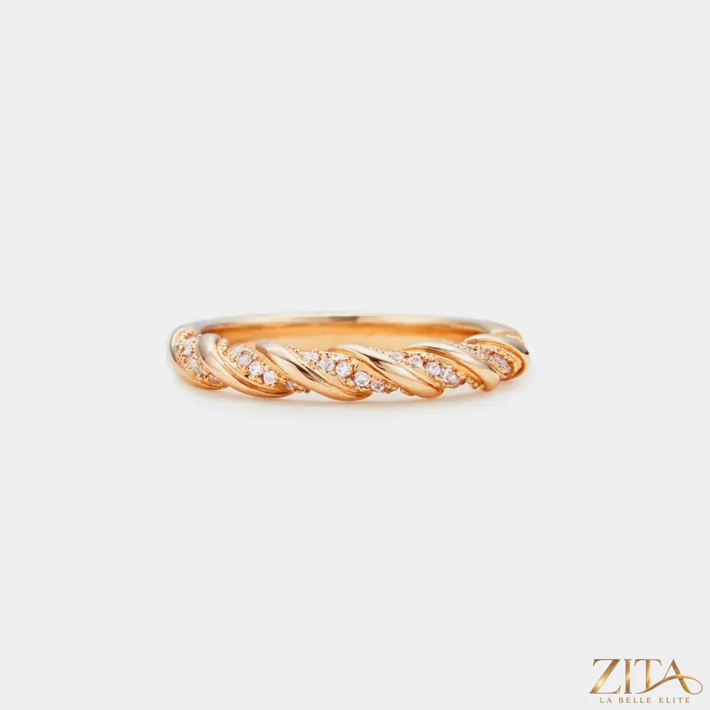 925 Sterling Silver Zircon Ring with inlaid gemstones from Zita La Belle Elite, showcasing a detailed and elegant design.