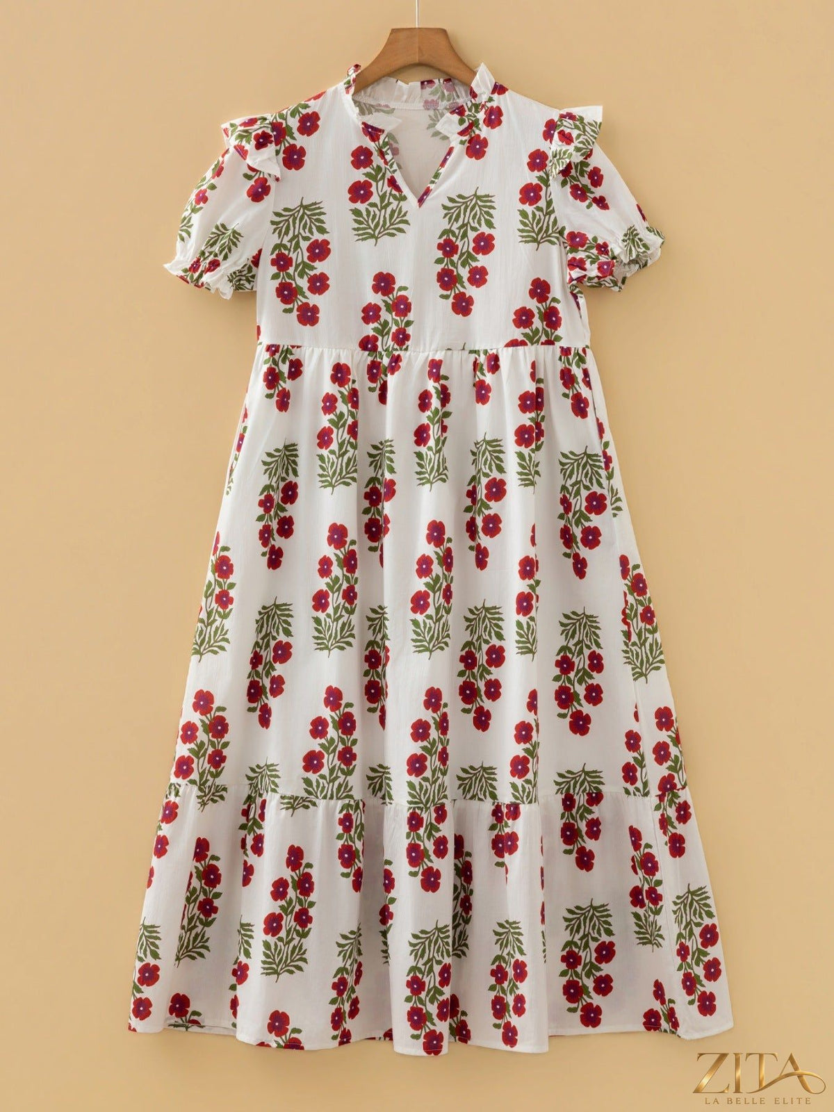 Zita La Belle Elite floral print casual mini dress with short sleeves and fitted waist, perfect for summer outings.