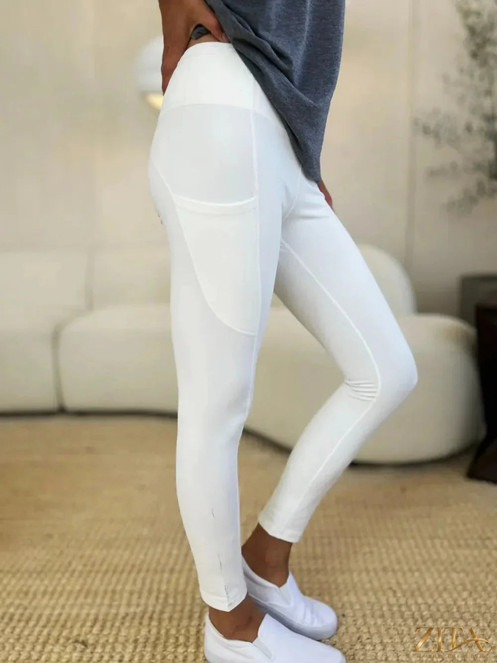Trendsi wide waistband sports leggings in black, featuring a high-rise design and stretchy fabric for comfortable active wear.