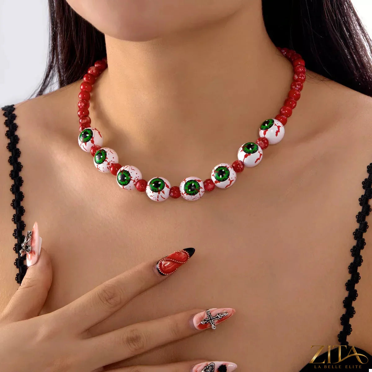 Halloween beaded necklace and bracelet jewelry set with orange and black beads, perfect for festive costumes and accessories.