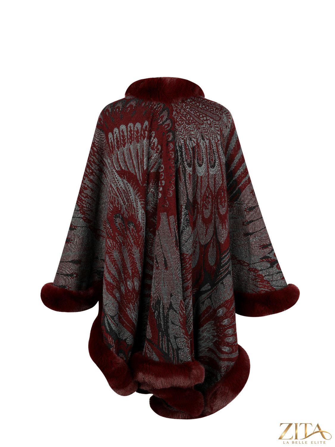 Printed open front poncho from Trendsi featuring a lightweight, flowy design with a colorful abstract pattern.