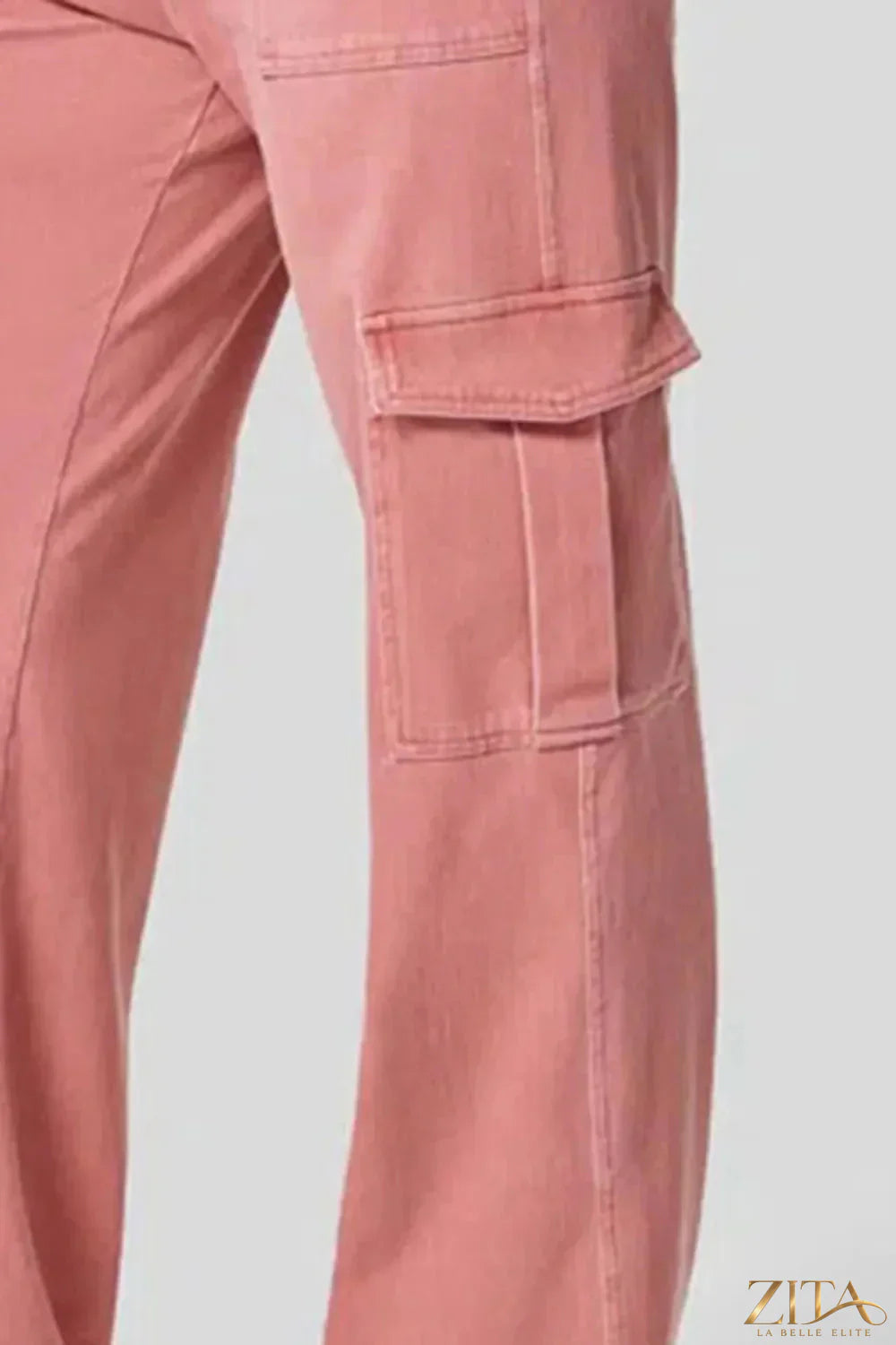 Zita La Belle Elite high waist straight leg cargo jeans with multiple pockets and a classic denim wash.
