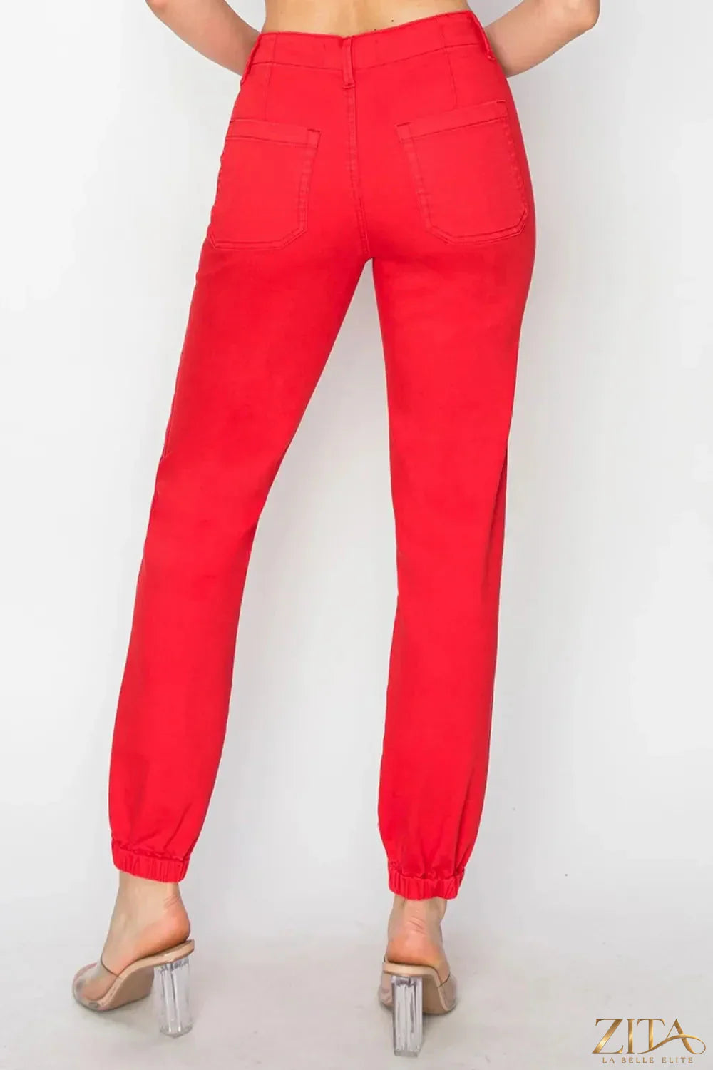Zita La Belle Elite risen full size high waisted jogger jeans with relaxed fit and classic denim style, displayed on a mannequin.