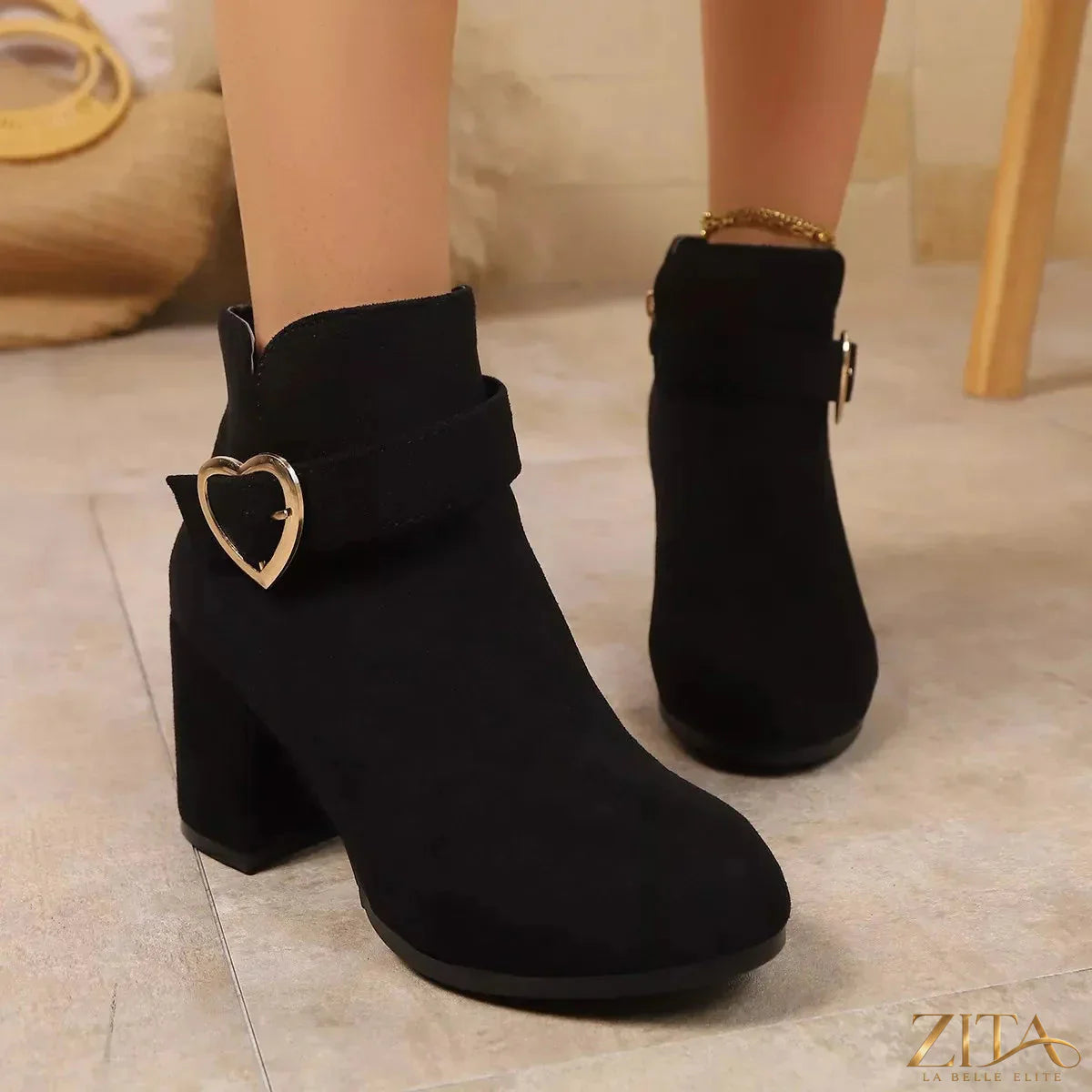 Zita La Belle Elite round toe block heel boots with sleek design and sturdy heels, perfect for stylish fall and winter outfits.