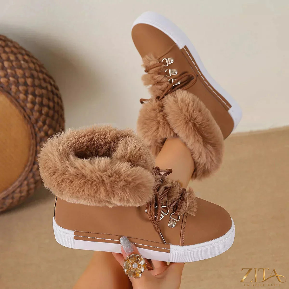 Zita La Belle Elite round toe platform boots with chunky soles and stylish design, perfect for trendy footwear fashion.