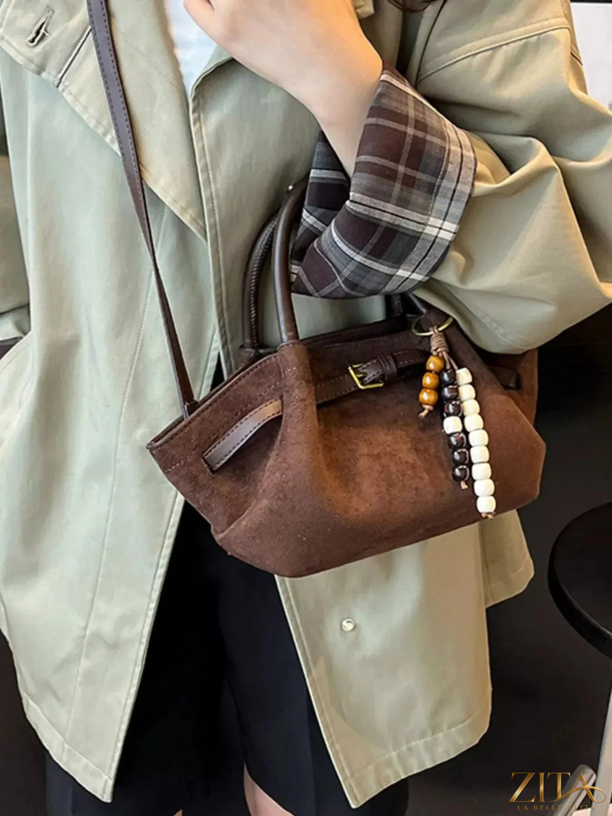 Zita La Belle Elite buckle decor tote bag with stylish design, featuring a prominent buckle detail and spacious interior for everyday use.