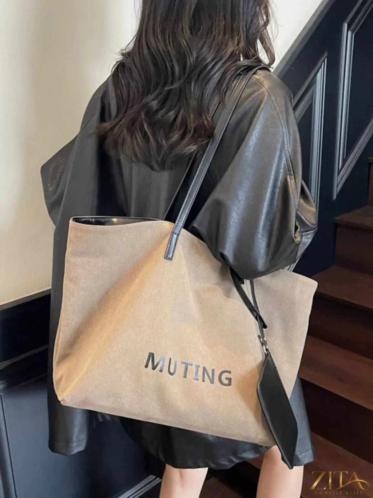 Zita La Belle Elite casual canvas tote shoulder bag with sturdy handles and spacious interior, ideal for daily use.