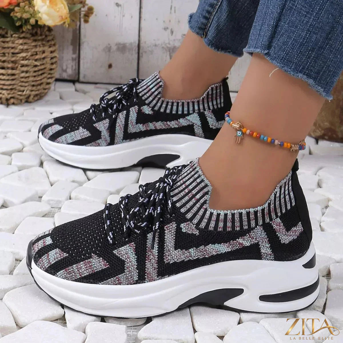 Zita La Belle Elite round toe platform sneakers with thick soles, stylish design, and casual fit in a modern fashion style.