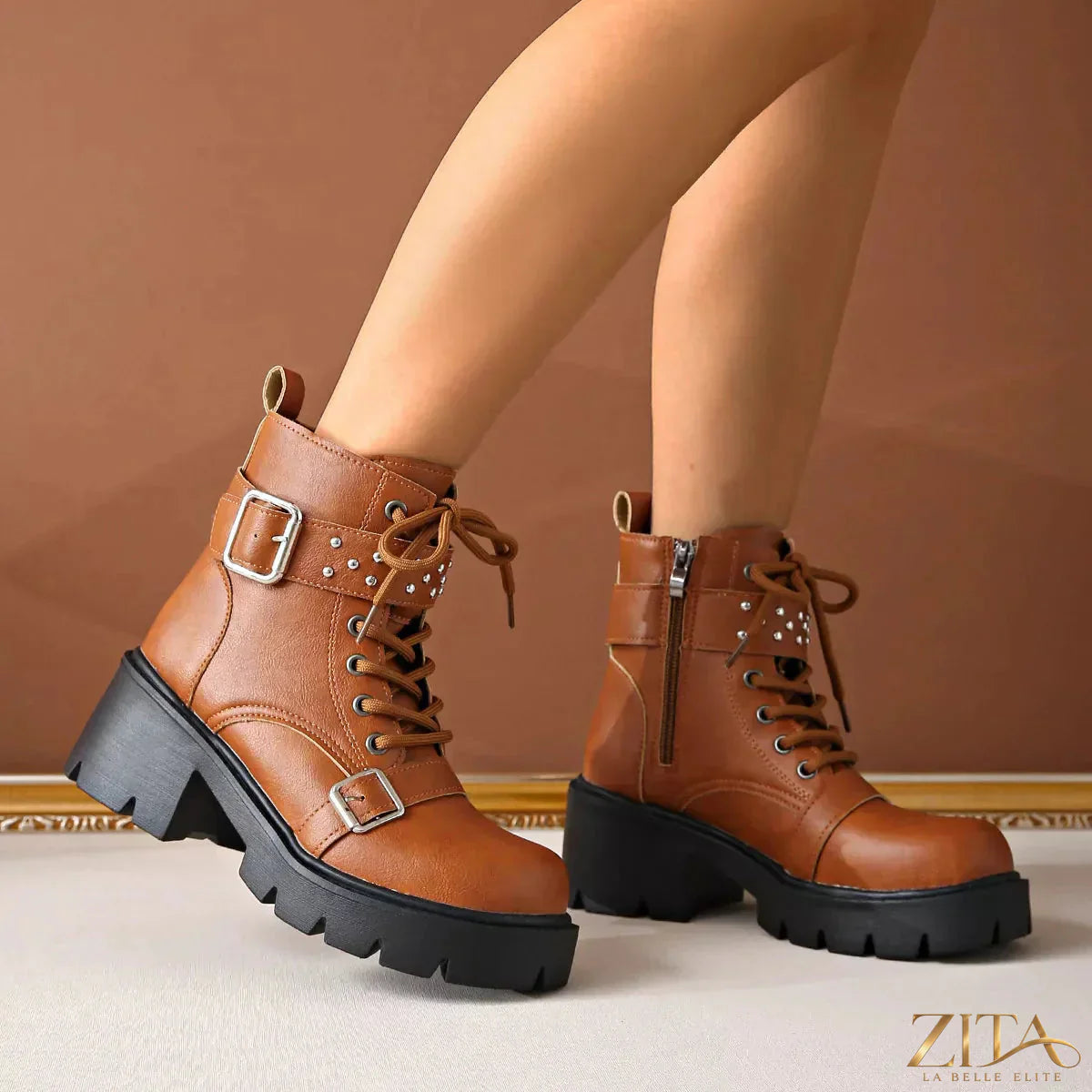 Round toe black block heel boots by Trendsi featuring a sleek design and sturdy block heel for versatile wear.