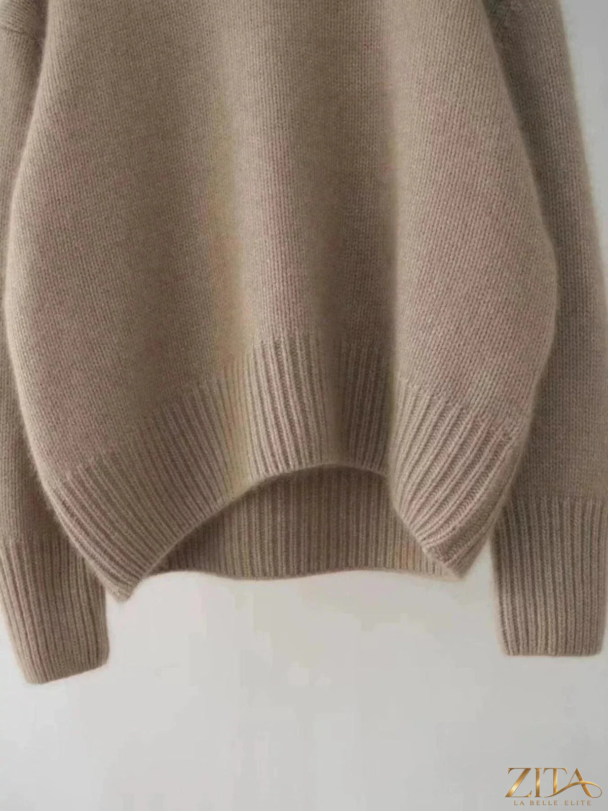 Zita La Belle Elite turtleneck dropped shoulder sweater in soft knit, featuring a relaxed fit and stylish design.
