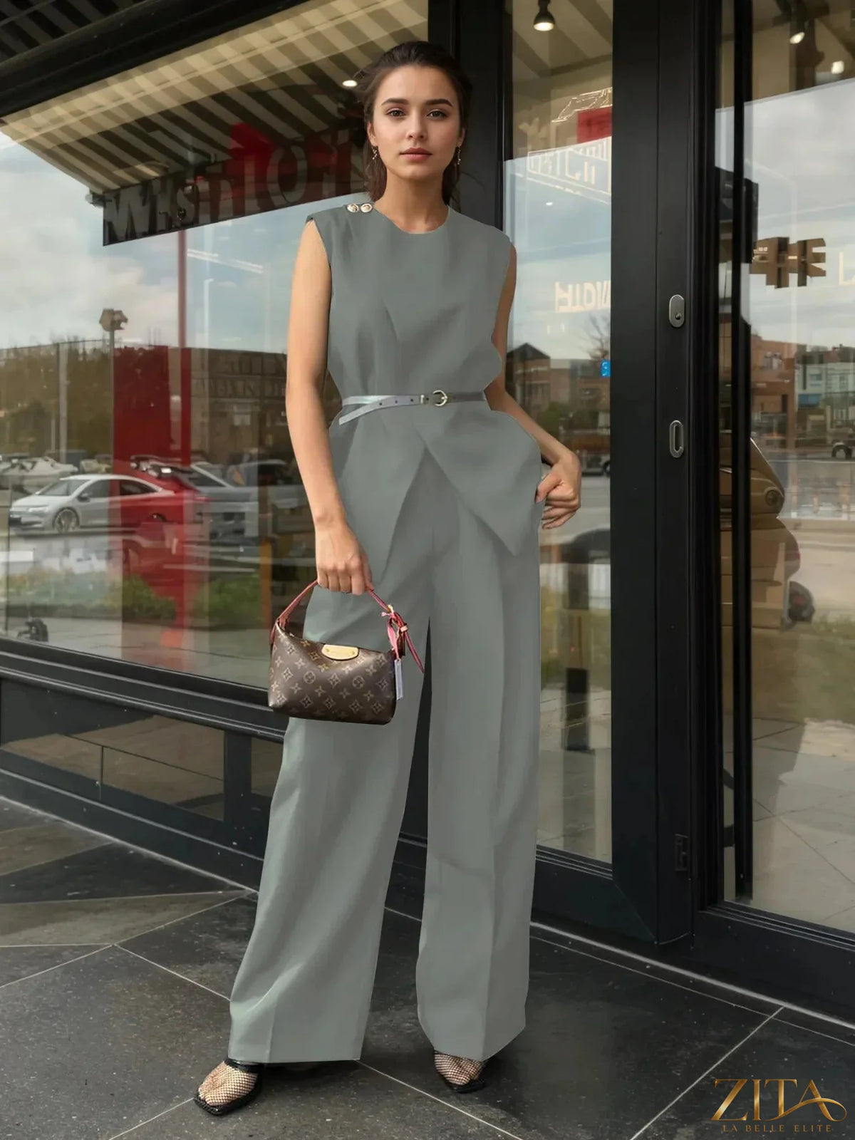 Zita La Belle Elite sleeveless top and matching pants set with stylish design, perfect for casual or summer wear.