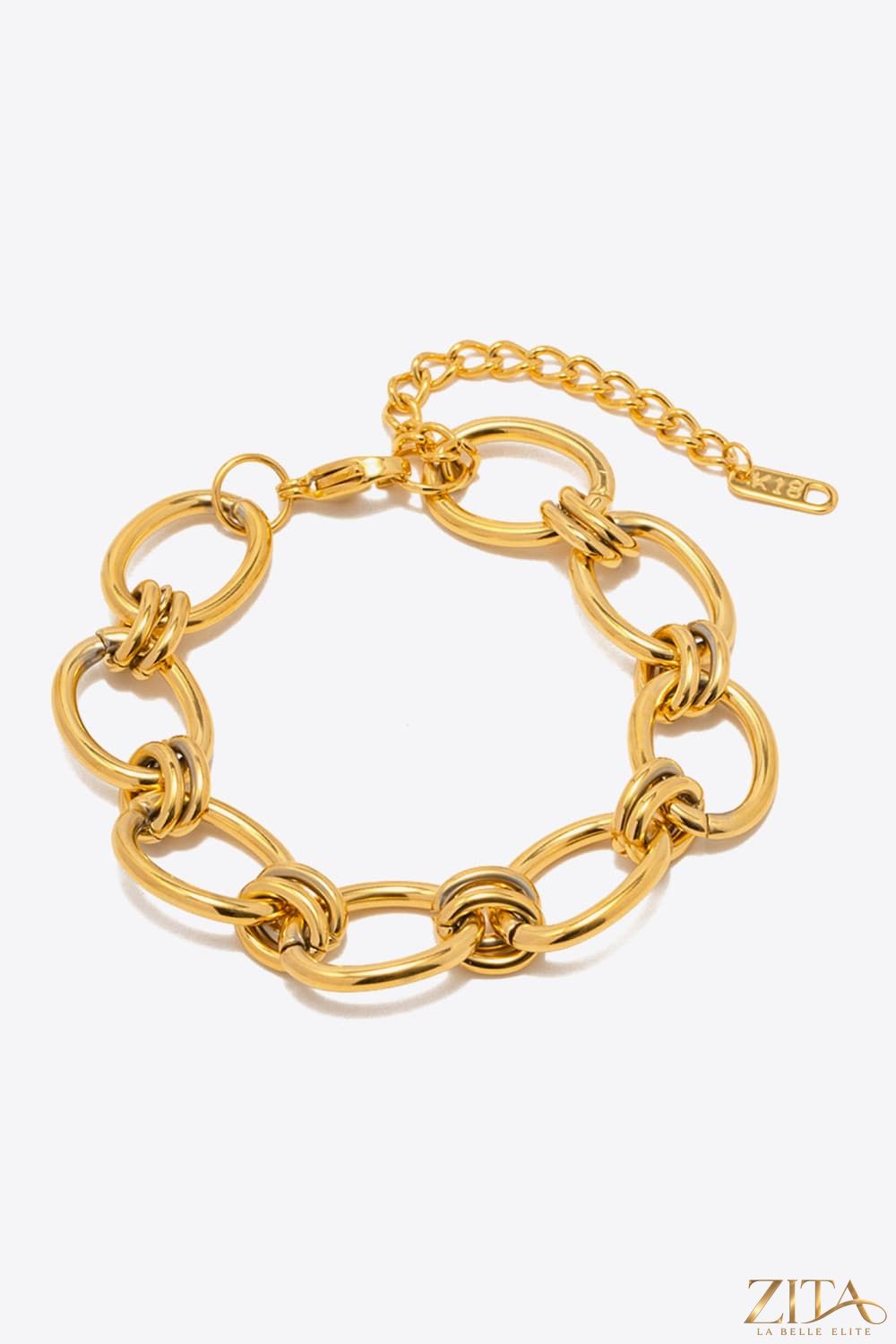 Stainless steel chunky chain bracelet by Zita La Belle Elite with large interlocking links, stylish and durable jewelry accessory.